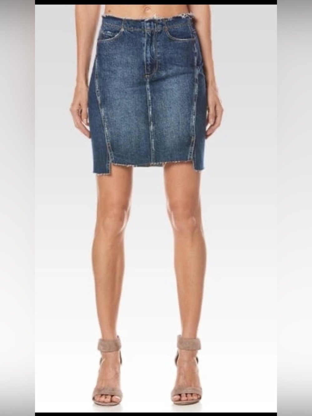 PAIGE Ilana Denim Mini Skirt with Frayed Waist